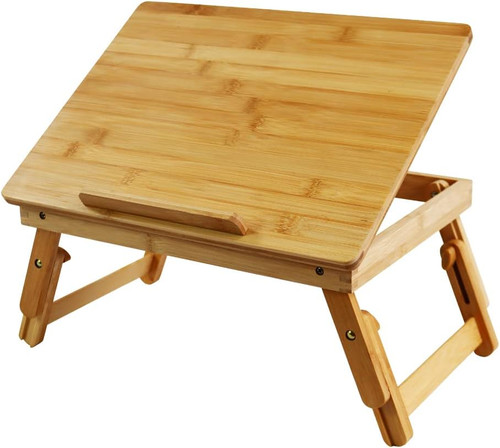 Adjustable bamboo laptop desk - bamboo,