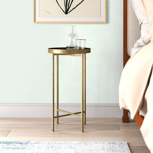 Gold finish metal round - gold,